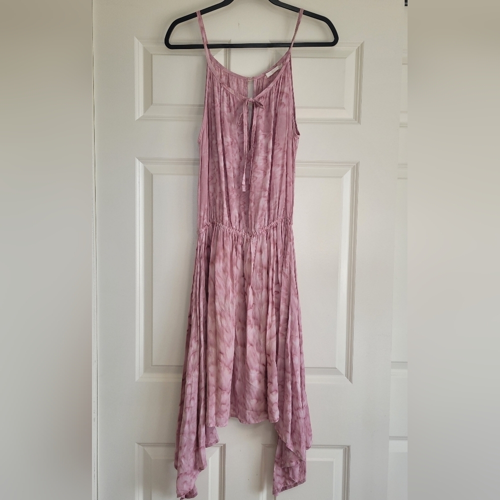 Revolve Indah Mauve Tie-Dye Handkerchief Hem Dress - Size L